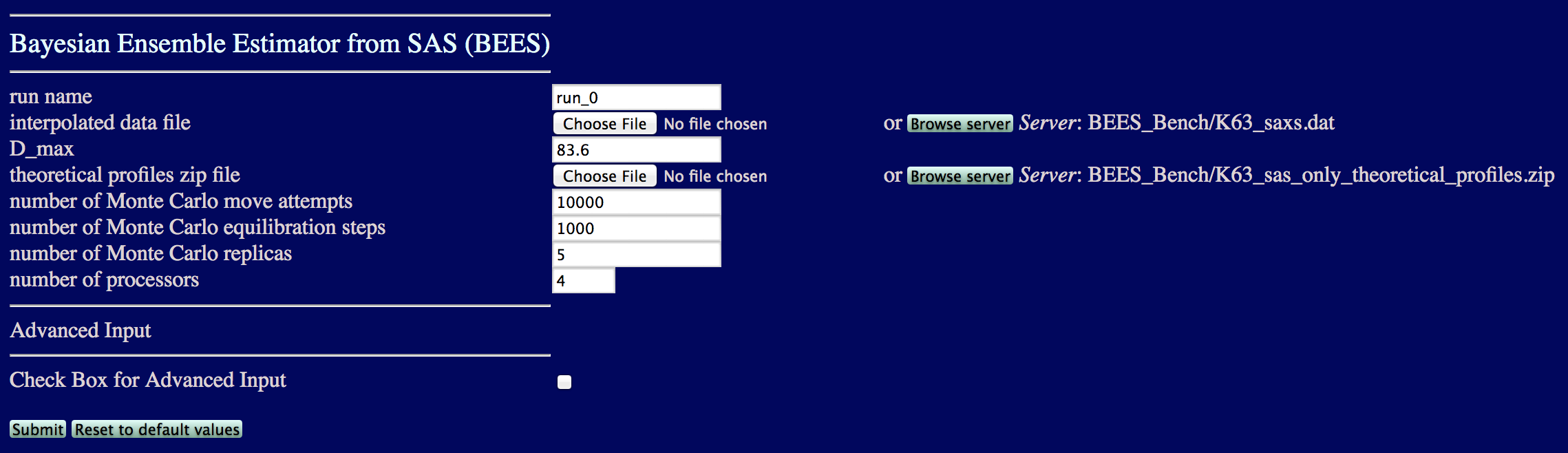 BEES Basic Input Options BasicInputs