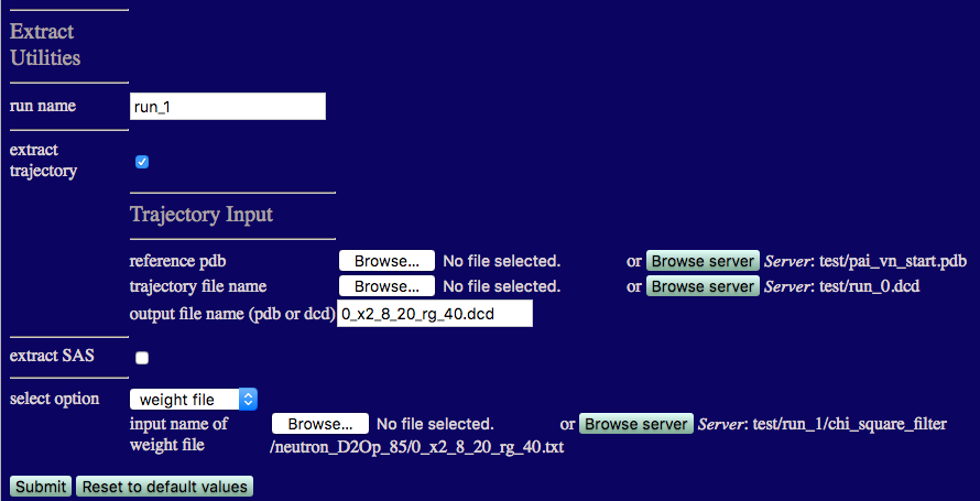 Input for the Extract Utilities module