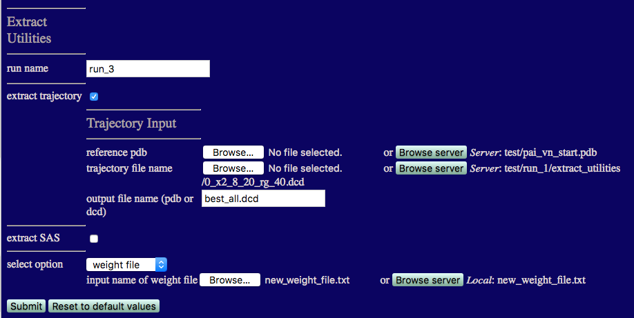Input for the Extract Utilities module
