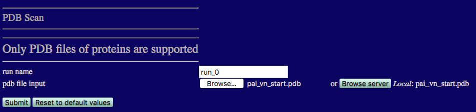Input for the PDB Scan