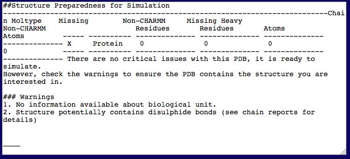 Output1 for the PDB Scan