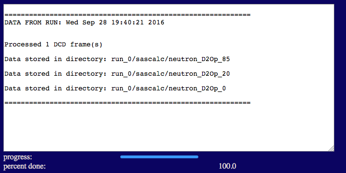 Output values for theoretical curve calculation using SasCalc