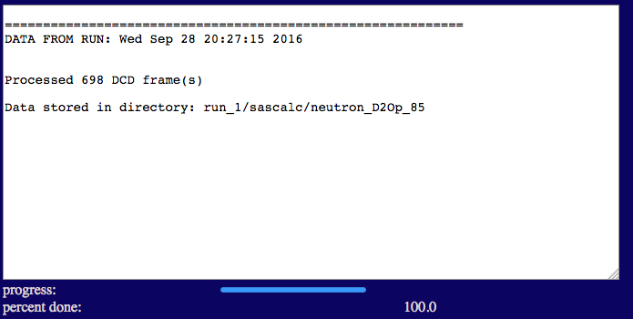 Output values for second theoretical curve calculation using SasCalc