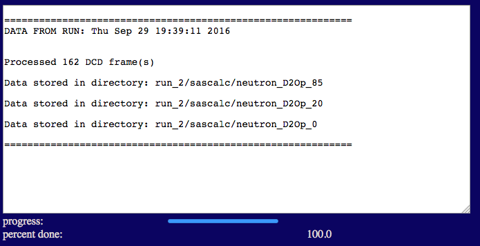 Output values for second theoretical curve calculation using SasCalc