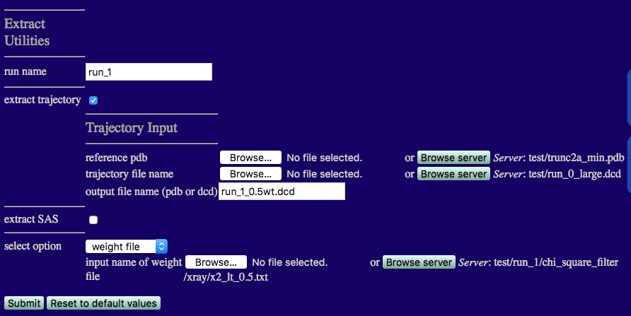 Input for the Extract Utilities module