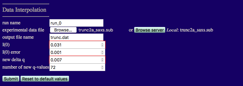 Input for Data Interpolation