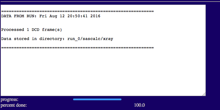 Output values for theoretical curve calculation using SasCalc