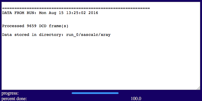Output values for second theoretical curve calculation using SasCalc