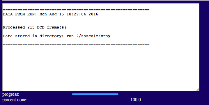 Output values for final theoretical curve calculation using SasCalc