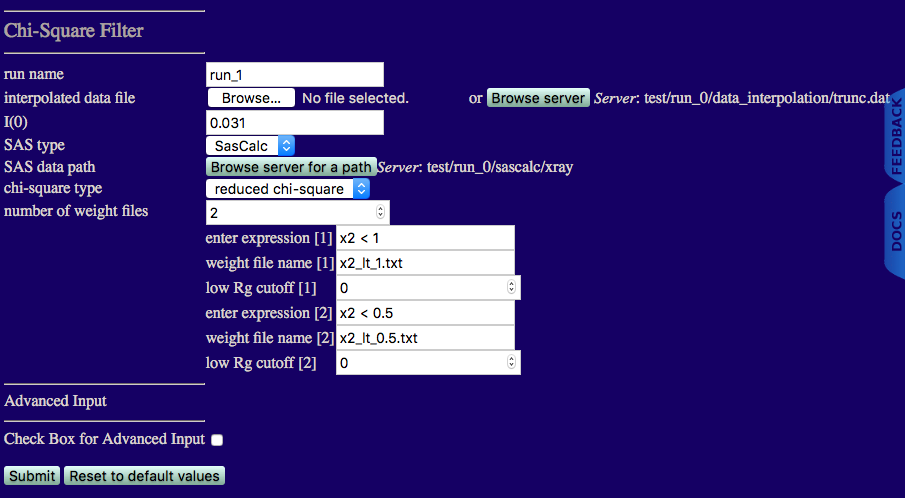 Input for Chi-Square Filter