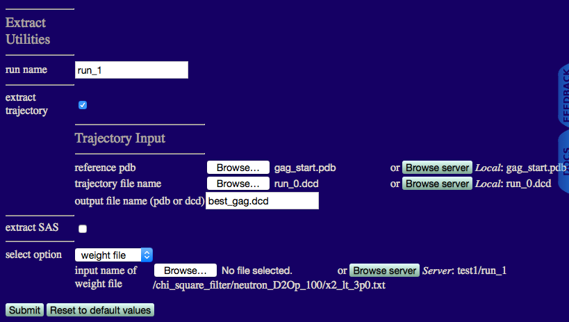 Input for the Extract Utilities module