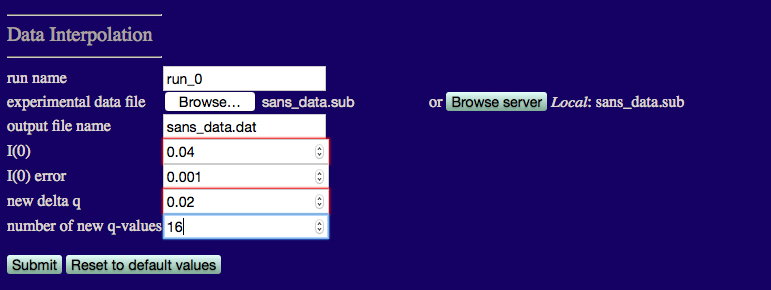 Input for Data Interpolation