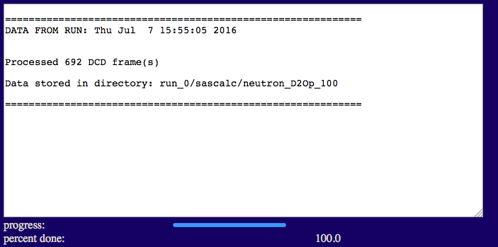 Output values for second theoretical curve calculation using SasCalc