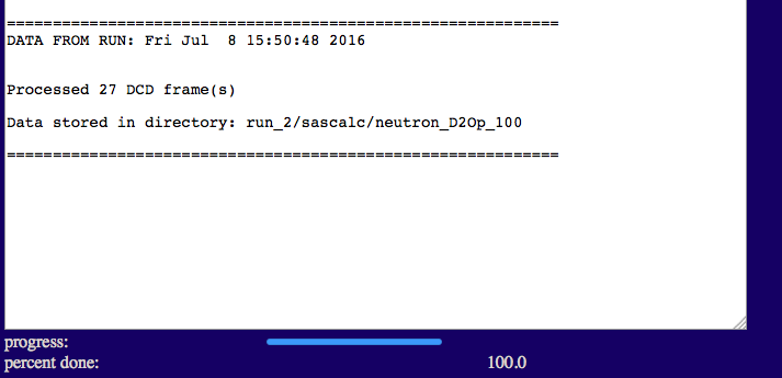 Output values for final theoretical curve calculation using SasCalc