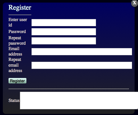 SASSIE-web registration The SASSIE-web registration dialog box