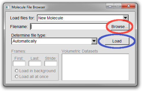 Figure 3. The Molecule File Browser Window used to load new molecules.